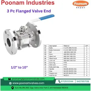 PP SS 3 Pc Flanged Valve