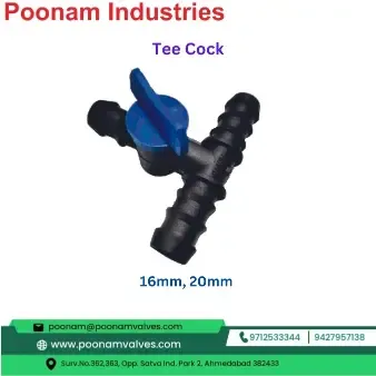PP Lateral Tee Cock 16mm 20mm — PP Lateral Cocks by Poonam Industries