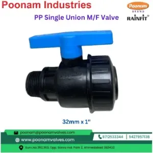 PP Push PP Single Union Mf Valve 1 32mm